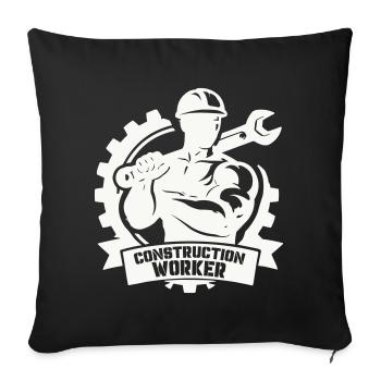 Ouvrier du bâtiment robuste avec engrenages - Housse de coussin décorative 45 x 45 cm - noir - Devant
