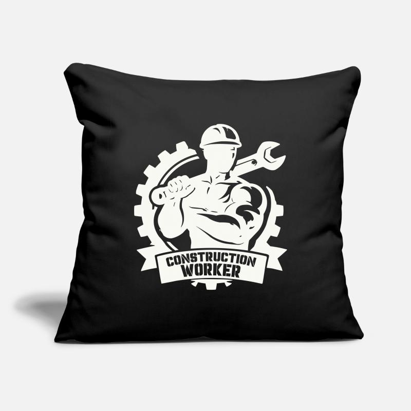 Ouvrier du bâtiment robuste avec engrenages Housse de coussin décorative 45 x 45 cm