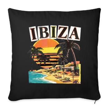 Ibiza Urlaub - Sofakissenbezug 45 x 45 cm - Schwarz - Vorne