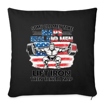 Old Men Nap Fitness America USA Blague - Housse de coussin décorative 45 x 45 cm - noir - Devant