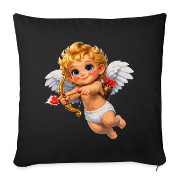 Cupid with Bow Love Flame - Sofa pillowcase 17,3'' x 17,3'' (45 x 45 cm) - black - Front