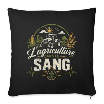 L’agriculture dans le sang fierté agriculteur - Housse de coussin décorative 45 x 45 cm - noir - Devant