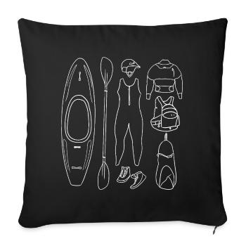 White Water Sports Equipment Outlines - Sofa pillowcase 17,3'' x 17,3'' (45 x 45 cm) - black - Front