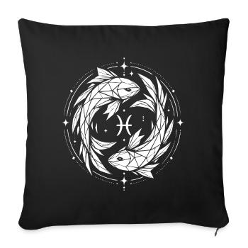 Symbole des Poissons – Doux & Moderne - Housse de coussin décorative 45 x 45 cm - noir - Devant