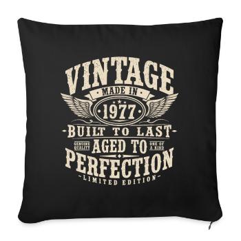 Vintage 1977 Vintage Cadeau d’anniversaire rétro - Housse de coussin décorative 45 x 45 cm - noir - Devant