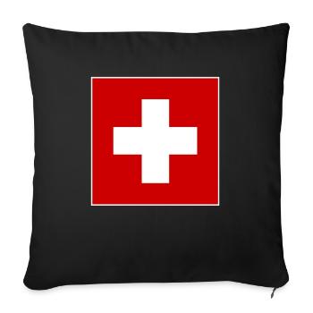 SCHWEIZ SWISS SWITZERLAND EUROPA SPORT FAN - Sofa pillowcase 17,3'' x 17,3'' (45 x 45 cm) - black - Front