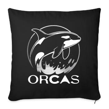 Orques, épaulards, mammifères marins, faune marine - Housse de coussin décorative 45 x 45 cm - noir - Devant