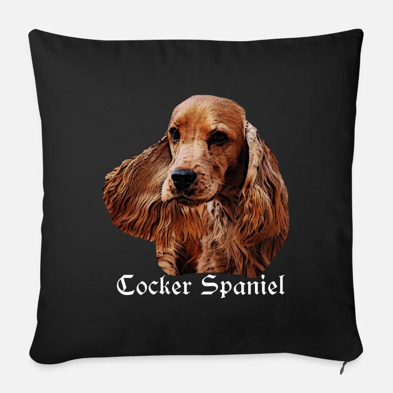Cocker Spaniel,Spaniel,Hundekopf,Rassehund, - Sofakissenbezug 45 x 45 cm - Schwarz