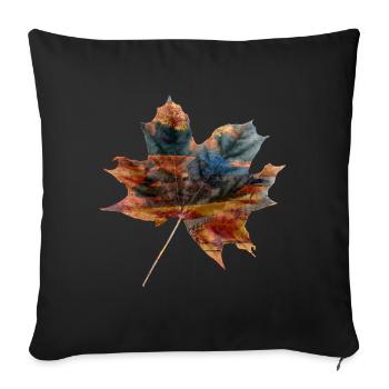 Idée cadeau paysage de feuilles d'automne - Housse de coussin décorative 45 x 45 cm - noir - Devant