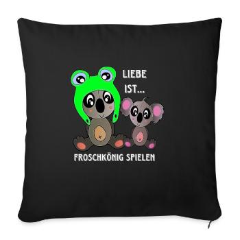 Frog and koala love - love is Valentine's Day - Sofa pillowcase 17,3'' x 17,3'' (45 x 45 cm) - black - Front
