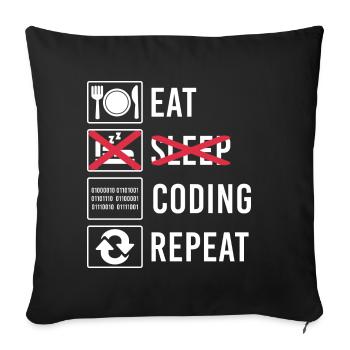 Cadeau de programmation de code - Housse de coussin décorative 45 x 45 cm - noir - Devant