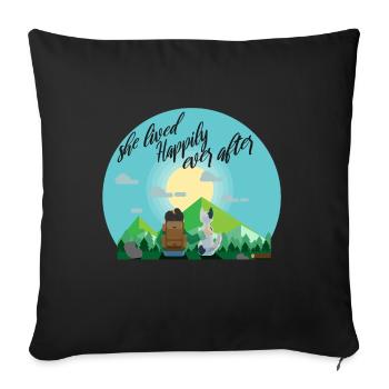 Randonnée vacances montagne liberté chien cadeau - Housse de coussin décorative 45 x 45 cm - noir - Devant