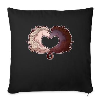 Cheval relation couple coeur cadeau d'équitation - Housse de coussin décorative 45 x 45 cm - noir - Devant