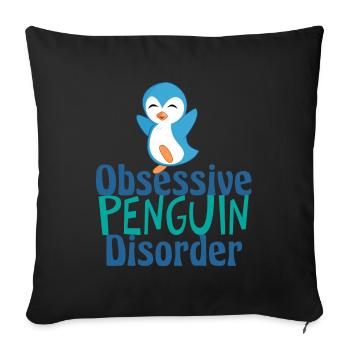 Trouble mignon des manchots obsessionnels - Housse de coussin décorative 45 x 45 cm - noir - Devant