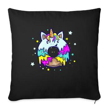 Donut Drôle Licorne Licorne Sucré Dessert Sucre - Housse de coussin décorative 45 x 45 cm - noir - Devant