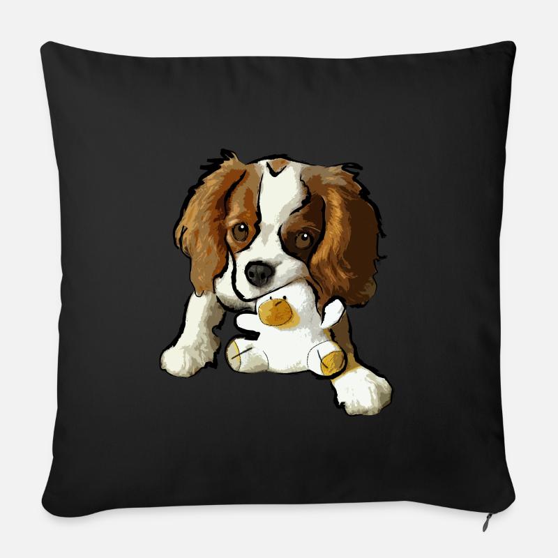 chiot cavalier king charles - Housse de coussin décorative 45 x 45 cm - noir