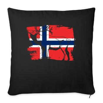 Norway Flag Antler Deer Moose Gift - Sofa pillowcase 17,3'' x 17,3'' (45 x 45 cm) - black - Front