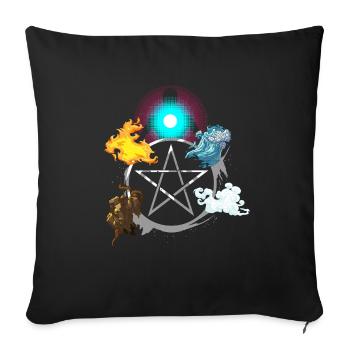 Alchimie éléments air air eau terre âme - Housse de coussin décorative 45 x 45 cm - noir - Devant