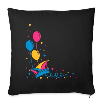Karneval, Narrenmütze mit Luftballons - Housse de coussin décorative 45 x 45 cm - noir - Devant