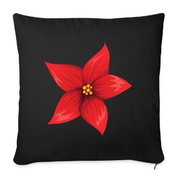 Flower red - Sofa pillowcase 17,3'' x 17,3'' (45 x 45 cm) - black - Front