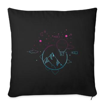 Paysage de montagne dégradé minimaliste - Housse de coussin décorative 45 x 45 cm - noir - Devant