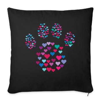 Paw Print Coeur Idée Cadeau Chien Amant Patte - Housse de coussin décorative 45 x 45 cm - noir - Devant