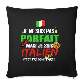 Italie cadeau drôle homme italien phrase drôle - Housse de coussin décorative 45 x 45 cm - noir - Devant