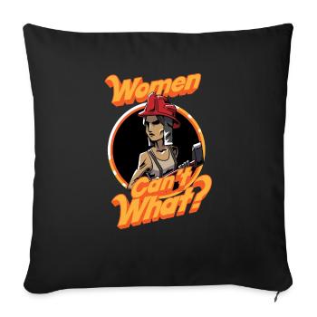 Les femmes ne peuvent pas quoi? Pompier - Housse de coussin décorative 45 x 45 cm - noir - Devant