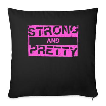 Forte et jolie séance d’entraînement gym strongman - Housse de coussin décorative 45 x 45 cm - noir - Devant