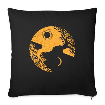 Yggdrasil Yin Yang symbol Ancient Vikings - Sofa pillowcase 17,3'' x 17,3'' (45 x 45 cm) - black - Front
