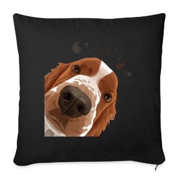 Curious Welsh Springer Spaniel Dog - Sofa pillowcase 17,3'' x 17,3'' (45 x 45 cm) - black - Front