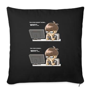 Drôle de code de programmation fonctionne pourquoi - Housse de coussin décorative 45 x 45 cm - noir - Devant