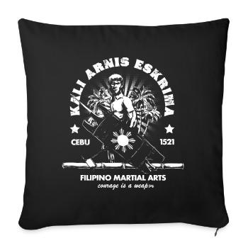 Eskrima Kali Arnis Guerrier philippin des arts martiaux - Housse de coussin décorative 45 x 45 cm - noir - Devant