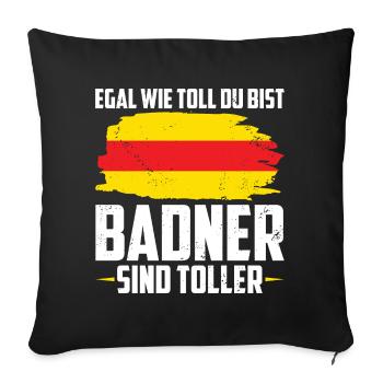 Badische Flagge | Badisch Baden Badener Geschenke - Sofakissenbezug 45 x 45 cm - Schwarz - Vorne