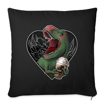 T-Rex und Karamell Frappe Print - Sofakissenbezug 45 x 45 cm - Schwarz - Vorne