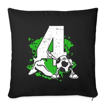 Footballeur et quatre ans - Housse de coussin décorative 45 x 45 cm - noir - Devant