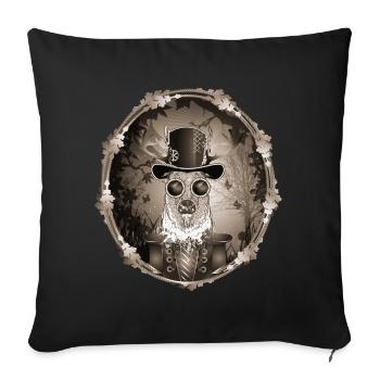 Portrait de cerf Steampunk au look sépia antique - Housse de coussin décorative 45 x 45 cm - noir - Devant