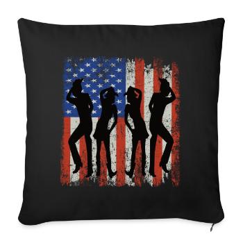 Danse en ligne Country Western Dance Country Music - Housse de coussin décorative 45 x 45 cm - noir - Devant