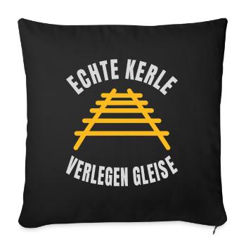 Echte Kerle verlegen Gleise Schienen - Sofakissenbezug 45 x 45 cm - Schwarz - Vorne