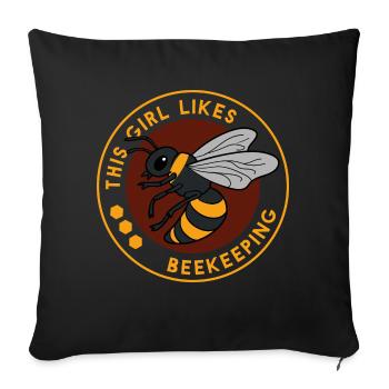 Fille aime l'apiculture Miel Citation ironique Abe - Housse de coussin décorative 45 x 45 cm - noir - Devant