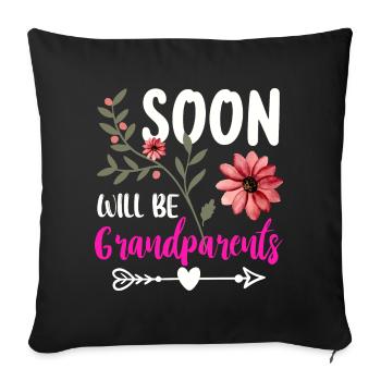 Bientôt nous serons grand-mère et grand-père, nous serons grands-parents - Housse de coussin décorative 45 x 45 cm - noir - Devant