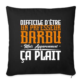 professeur barbu, citations barbe, cadeau Idée - Housse de coussin décorative 45 x 45 cm - noir - Devant