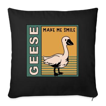 Oies Make Me Smile : oiseau mignon, oie naturelle - Housse de coussin décorative 45 x 45 cm - noir - Devant