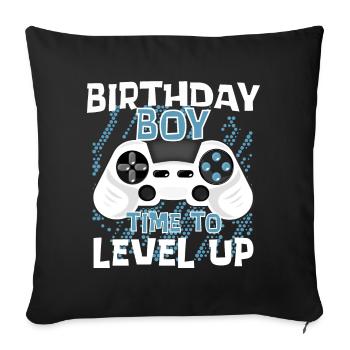 Birthday Boy est temps de monter de niveau - Housse de coussin décorative 45 x 45 cm - noir - Devant