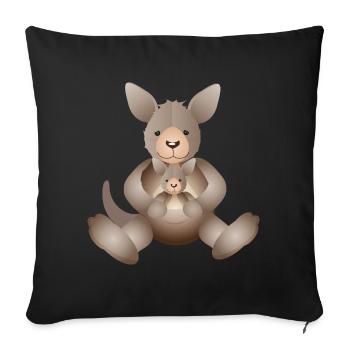 Kangaroo mom with small sugar-sweet offspring - Sofa pillowcase 17,3'' x 17,3'' (45 x 45 cm) - black - Front