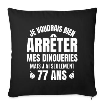anniversaire 77 ans, anniversaire - Housse de coussin décorative 45 x 45 cm - noir - Devant