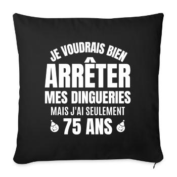anniversaire 75 ans, anniversaire - Housse de coussin décorative 45 x 45 cm - noir - Devant