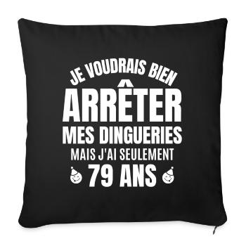 anniversaire 79 ans, anniversaire - Housse de coussin décorative 45 x 45 cm - noir - Devant