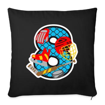 Eishockey 8. Geburtstagsparty Nummer 8 - 8 Jahre - Sofakissenbezug 45 x 45 cm - Schwarz - Vorne