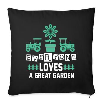 Gartenliebe Traktoren Blume - Sofakissenbezug 45 x 45 cm - Schwarz - Vorne